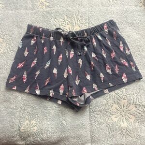 SO Gray and Pink Feather Print Pajama Shorts